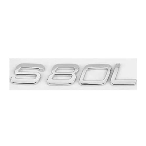 YCDSSM Auto Embleme für Volvo S60 2010-2018, Buchstaben Logo Abzeichen Aufkleber Sticker für Motorhaube Front Karosserie Kofferraum Heckklappen Tuning Styling Zubehör,S80L-Silver von YCDSSM