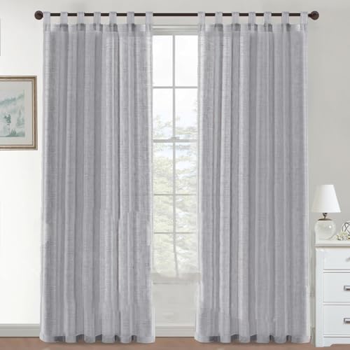 YCDZSW Curtain, Blackout Curtaines Linen Look, Soft Semi Transparent Linen Curtain, for Living Room, Bedroom Window Curtains, Vorhänge, Set of 2 Loop Vorhänges (Grau,132x 213cm) von YCDZSW