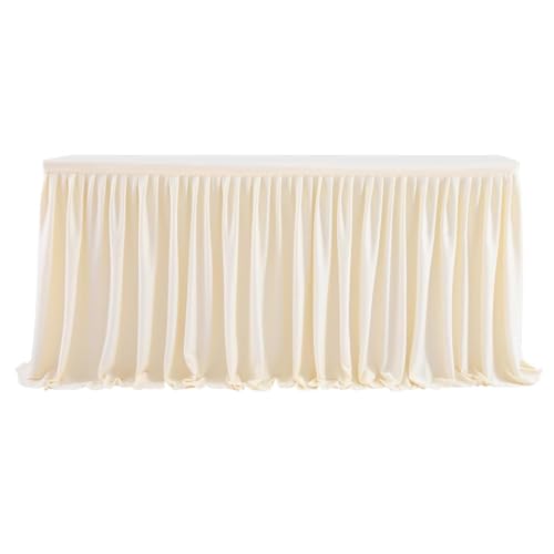 YCDZSW Tischrock Tischdecke | Tischröcke Für Rechteck Tisch Spandex Stretch | Faltenfreie Tischdecke Mit Rock Für Hochzeit Geburtstag Party Dekoration Tischdecken (Elfenbeinweiß,4ft) von YCDZSW