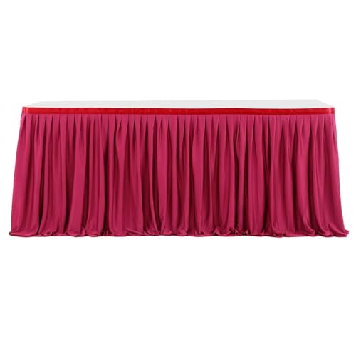 YCDZSW Tischrock Tischdecke | Tischröcke Für Rechteck Tisch Spandex Stretch | Faltenfreie Tischdecke Mit Rock Für Hochzeit Geburtstag Party Dekoration Tischdecken (Rot,14ft) von YCDZSW