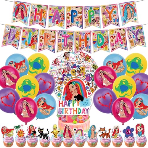 30 PCS Sängerin Birthday Party Decorations Set,Sängerin Stickers,Sängerin Thema Balloons Dekorationen,Birthday Banner Cake Toppers,für Kinder Geburtstagsdekoration von YCFAIIKG