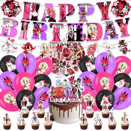 33 Pcs Hotel Thema Ballon Dekoration Set,Hotel Banner Latex Luftballons Cake Topper,Hotel Banner Hängende Anime-Zeichen,Hotel Cartoon Aufkleber,Geburtstag Party Zubehör Für Jungen Und Mädchen von YCFAIIKG