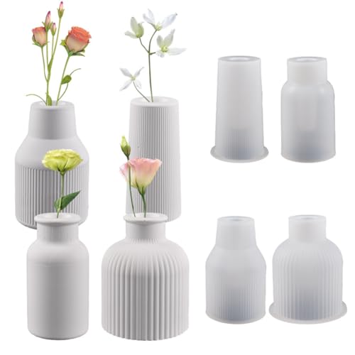 4 Stück Vase Silikonform, DIY Vases Epoxidformen Moulds,Vase Casting Moulds,Vase Gießformen Silikon,Epoxy Resin Silicone Mould,Handmade Vase Silicone Mould für Stifthaltern, Vasen von YCFAIIKG