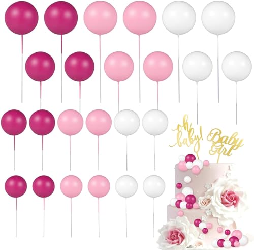 Pink Ball Cake Topper,Tortendeko Geburtstag Schaum Ball Birthday Cupcake Topper Diy Kuchen Deko Für Geburtstag von YCFAIIKG