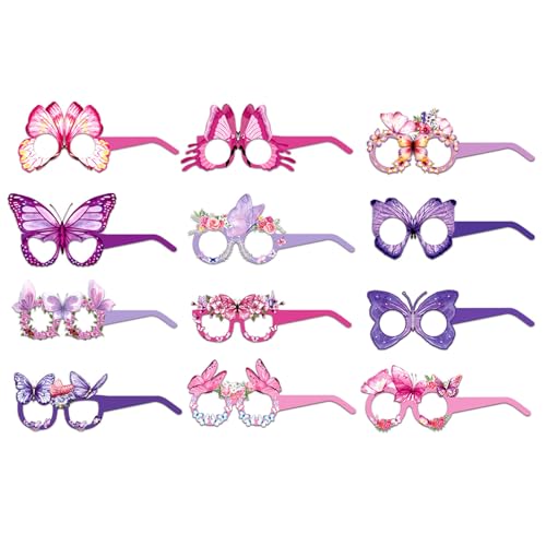 YCHUCH 12pcs Bunte Butterfly Brillenpapierbrillen Frames Für Kinder Erwachsene Hochzeits Geburtstag Weihnachtsfeier Dekoration von YCHUCH