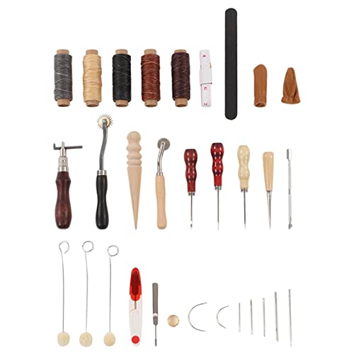 Leather Working Tools Leather Knife Leather Tools Leather Tools Wax Threads Needle Leather Finger Cots Sanding Stick Leather Working Tools for DIY Leather von YCRGYYBD