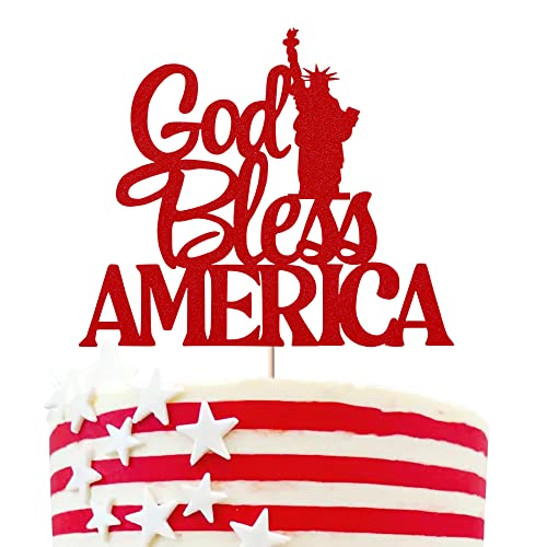 1 Pack Happy Independence Day Cake Topper Happy 4th of Juli Cupcake Pick God Bless National Flag Patriotische Kuchendekoration American Independence Day Thema Party Kuchen Dekorationen Supplies von YCTHUNFISH