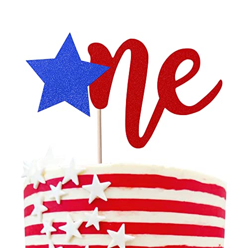 1 Pack Happy Independence Day Cake Topper Happy 4th of Juli Cupcake Pick Star National Flag Patriotische One First Birthday Cake Decoration American Independence Day 1st Birthday Theme Party Cake Decorations Supplies von YCTHUNFISH