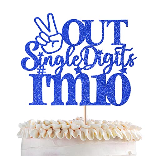 1 Pack Out Single Digits I'm 10 Cake Topper Glitter Double Digits 10 Cupcake Pick Cheers to 10 Years Old Ten Fabulous Cake Decorations for 10th Birthday Theme Party Supplies Blue von YCTHUNFISH