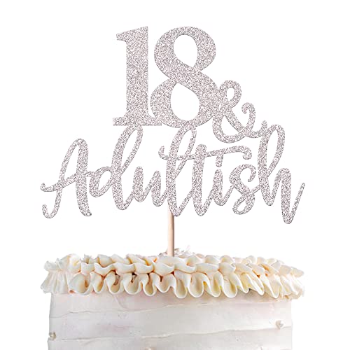 1 Packung 18 & Erwachsene Tortenaufsatz Glitzer Time to Adult Kuchen Pick Happy 18th Birthday Kuchen Dekoration für 18. Geburtstag Thema Party Supplies Silber von YCTHUNFISH