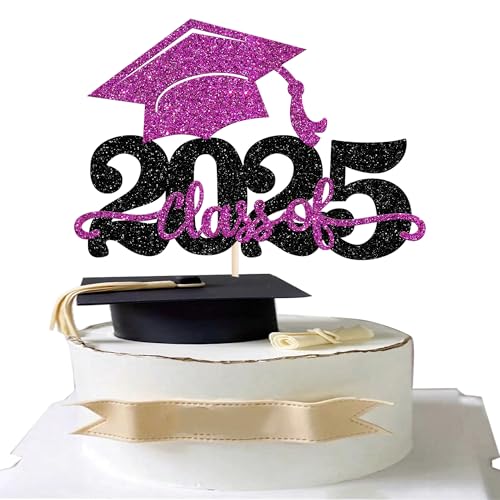 1 Packung Class of 2022 Cake Topper Glitter Congrats Grade Cap 2022 Graduation Cake Pick for 2022 Graduation Thema High School Jungen Mädchen Graduate Party Kuchen Dekorationen Supplies Schwarz Lila von YCTHUNFISH