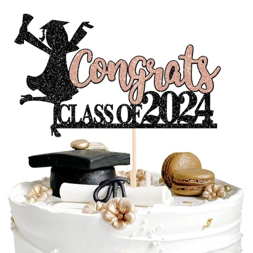 1 Packung Congrats Class of 2023 Cake Toppers Graduation Girl Cake Picks Glitter 2023 Graduation Cake Decorations for Thema High School Girls Graduate Cake Decorations Party Supplies Rose Gold von YCTHUNFISH