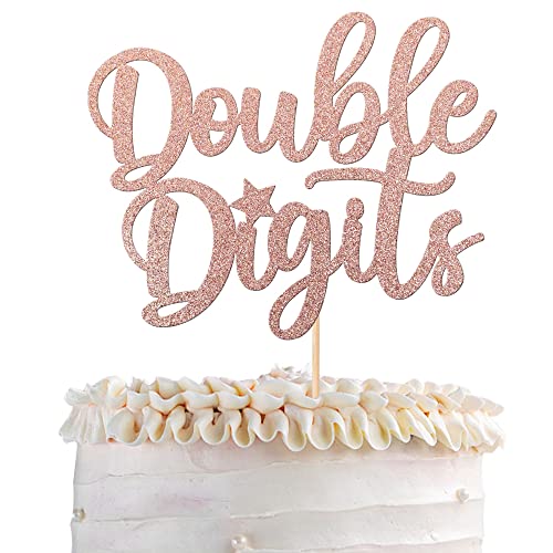 1 Packung Double Digits 10th Birthday Cake Topper 10 Year Old Birthday Cake Pick Cheers to 10 Years Old Ten Fabulous Cake Decorations for 10th Birthday Theme Party Supplies Rose Gold von YCTHUNFISH