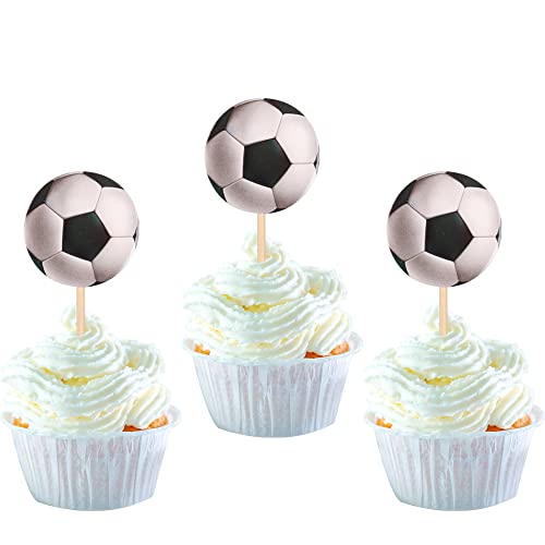 24 Stück Fußball Cupcake Topper Sport Thema Fußball Cupcake Lebensmittel Picks Sport Bälle Baby Shower Hochzeit Geburtstag Party Kuchen Dekorationen Zubehör von YCTHUNFISH