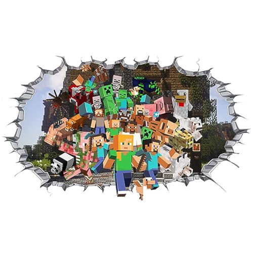 YCVBCY Mine-craft Wandaufkleber Kinderzimmer Jungen,Gaming Wandbild für Schlafzimmer,Wandtattoo Junge Teenager,Videospiel Wandstikcer für Jugendzimmer Deko Geschenk - A von YCVBCY