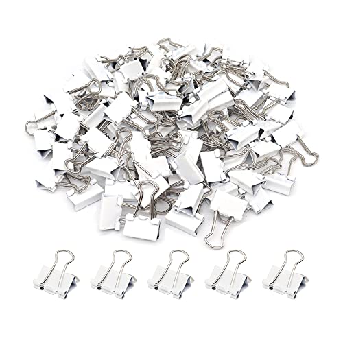 Mini-Binder-Clips, Büroklammern, kleine Papierklammern, 15 mm, 100 Stück, Mikro-Größe, Büroklammern für Zuhause, Schule und Geschäft (weiß) von YCVIORING