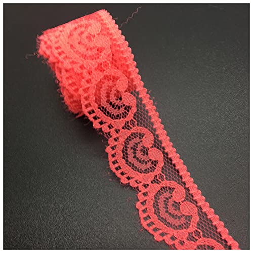 YCXMBH Spitzenband 10 Yards/Lot (22mm breite) Kunsthandwerker Besticktes Netzspitzenbesatzband DIY. Hochzeit/Geburtstag/Weihnachtsdekorationen Spitzenband Weiß(Light red) von YCXMBH