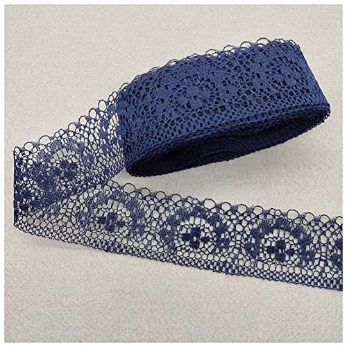 YCXMBH Spitzenband 10 Yards Spitzeband 40 In mm Breite Spitzenbesatzstoff Stoff bestickte Net Spitzenbesatzungen zum Nähen afrikanischer Spitzenstoff DIY. Spitzenband Weiß(Navy) von YCXMBH