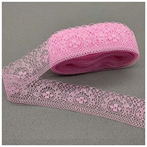 YCXMBH Spitzenband 10 Yards Spitzeband 40 In mm Breite Spitzenbesatzstoff Stoff bestickte Net Spitzenbesatzungen zum Nähen afrikanischer Spitzenstoff DIY. Spitzenband Weiß(Pink) von YCXMBH