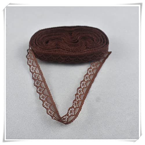 YCXMBH Spitzenband 10 Yards White Lace Ribbon 1 4mm Afrikanischer Spitzengewebe DIY. Französische Spitzenstoff Hochzeitsdekoration, Frauenkleidung, Blumenzubehör usw Spitzenband Weiß(Brown) von YCXMBH