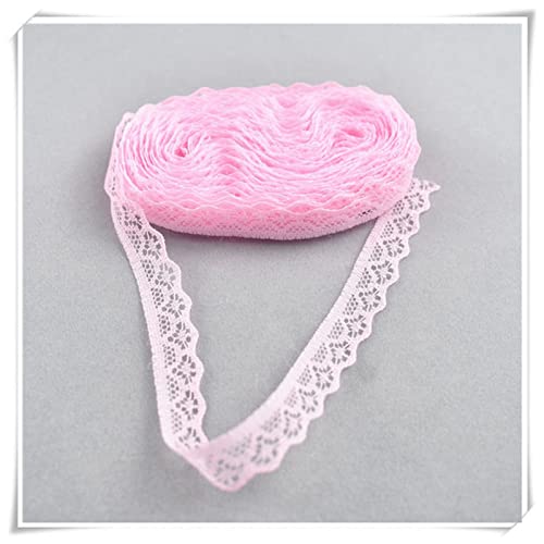 YCXMBH Spitzenband 10 Yards White Lace Ribbon 1 4mm Afrikanischer Spitzengewebe DIY. Französische Spitzenstoff Hochzeitsdekoration, Frauenkleidung, Blumenzubehör usw Spitzenband Weiß(Light Pink) von YCXMBH