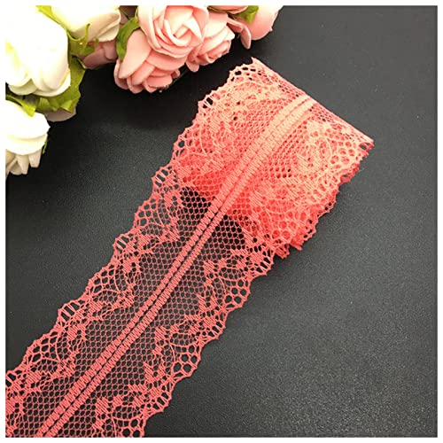 YCXMBH Spitzenband 10YDS 40mm breite bilaterale Kunsthandwerks bestickte Net Spitzenbesatz Band Hochzeit/Geburtstag/Weihnachten/Bogendekorationen Spitzenband Weiß(Light Red) von YCXMBH