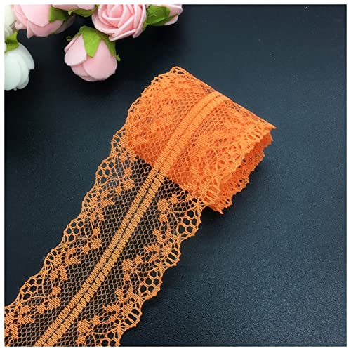 YCXMBH Spitzenband 10YDS 40mm breite bilaterale Kunsthandwerks bestickte Net Spitzenbesatz Band Hochzeit/Geburtstag/Weihnachten/Bogendekorationen Spitzenband Weiß(Orange) von YCXMBH