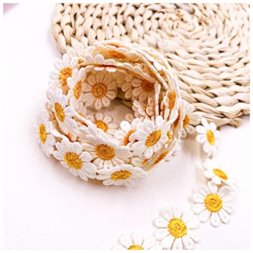 YCXMBH Spitzenband 2 Yard/Lot Daisy Lace Trim Blume Spitze Stoff Stickerei Handmade Patchwork Band DIY. Bekleidungs-Nähzubehör Spitzenband Weiß von YCXMBH