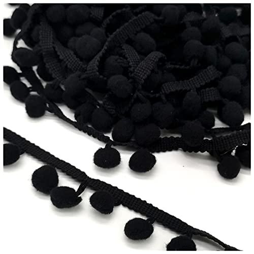 YCXMBH Spitzenband 2 Yards pom pom Spitze Trim kugelband Mini Pearl Pompom Fransenband Nähen Spitze Kintted Stoff handgefertigt DIY. Handwerk Zubehör Spitzenband Weiß(Black) von YCXMBH