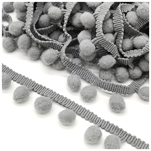 YCXMBH Spitzenband 2 Yards pom pom Spitze Trim kugelband Mini Pearl Pompom Fransenband Nähen Spitze Kintted Stoff handgefertigt DIY. Handwerk Zubehör Spitzenband Weiß(Grey) von YCXMBH