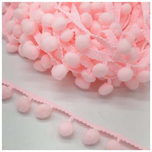 YCXMBH Spitzenband 2 Yards pom pom Spitze Trim kugelband Mini Pearl Pompom Fransenband Nähen Spitze Kintted Stoff handgefertigt DIY. Handwerk Zubehör Spitzenband Weiß(Light Pink) von YCXMBH