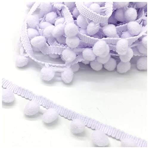 YCXMBH Spitzenband 2 Yards pom pom Spitze Trim kugelband Mini Pearl Pompom Fransenband Nähen Spitze Kintted Stoff handgefertigt DIY. Handwerk Zubehör Spitzenband Weiß(Light Purple) von YCXMBH