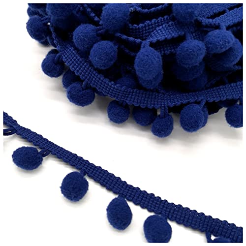 YCXMBH Spitzenband 2 Yards pom pom Spitze Trim kugelband Mini Pearl Pompom Fransenband Nähen Spitze Kintted Stoff handgefertigt DIY. Handwerk Zubehör Spitzenband Weiß(Navy Blue) von YCXMBH