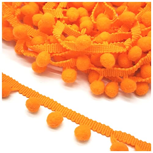 YCXMBH Spitzenband 2 Yards pom pom Spitze Trim kugelband Mini Pearl Pompom Fransenband Nähen Spitze Kintted Stoff handgefertigt DIY. Handwerk Zubehör Spitzenband Weiß(Orange) von YCXMBH