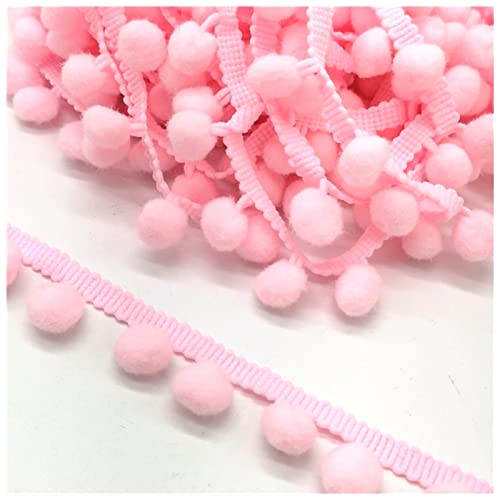 YCXMBH Spitzenband 2 Yards pom pom Spitze Trim kugelband Mini Pearl Pompom Fransenband Nähen Spitze Kintted Stoff handgefertigt DIY. Handwerk Zubehör Spitzenband Weiß(Pink) von YCXMBH