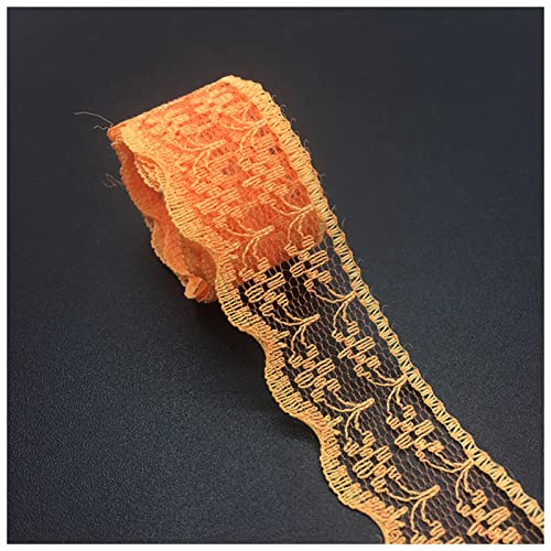 YCXMBH Spitzenband 3/4 "20mm breit (10 Yards/Lot) handbauten Besticktes net spitzebesatzband DIY. Hochzeit/Geburtstag/Weihnachtsdekorationen Spitzenband Weiß(Orange) von YCXMBH