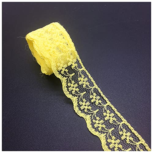 YCXMBH Spitzenband 3/4 "20mm breit (10 Yards/Lot) handbauten Besticktes net spitzebesatzband DIY. Hochzeit/Geburtstag/Weihnachtsdekorationen Spitzenband Weiß(Yellow) von YCXMBH