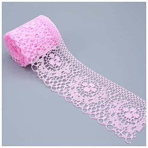 YCXMBH Spitzenband 4 cm Breite Weiß Dekorative Spitzenbesatz Stoff Hochzeit Geburtstag Weihnachten Waren Handwerk DIY. Stickerei und Rock Intimes Accessoires Spitzenband Weiß(Pink,2 Yards) von YCXMBH