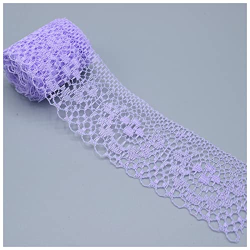 YCXMBH Spitzenband 4 cm Breite Weiß Dekorative Spitzenbesatz Stoff Hochzeit Geburtstag Weihnachten Waren Handwerk DIY. Stickerei und Rock Intimes Accessoires Spitzenband Weiß(Purple,2 Yards) von YCXMBH