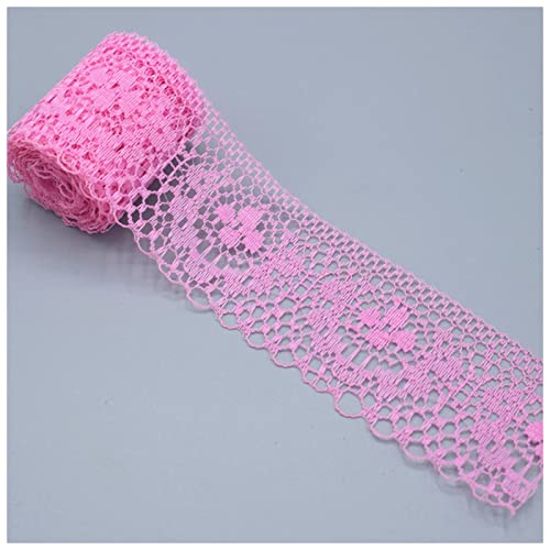 YCXMBH Spitzenband 4 cm Breite Weiß Dekorative Spitzenbesatz Stoff Hochzeit Geburtstag Weihnachten Waren Handwerk DIY. Stickerei und Rock Intimes Accessoires Spitzenband Weiß(Rose,2 Yards) von YCXMBH