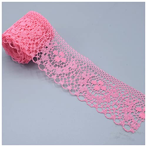 YCXMBH Spitzenband 4 cm Breite Weiß Dekorative Spitzenbesatz Stoff Hochzeit Geburtstag Weihnachten Waren Handwerk DIY. Stickerei und Rock Intimes Accessoires Spitzenband Weiß(Watermelon red,10 Yards) von YCXMBH