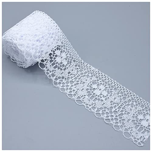 YCXMBH Spitzenband 4 cm Breite Weiß Dekorative Spitzenbesatz Stoff Hochzeit Geburtstag Weihnachten Waren Handwerk DIY. Stickerei und Rock Intimes Accessoires Spitzenband Weiß(White,2 Yards) von YCXMBH