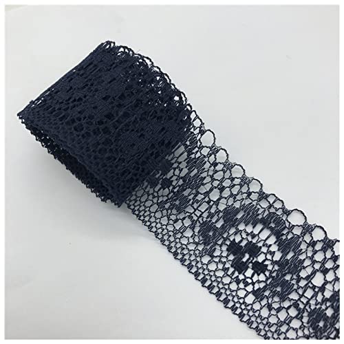 YCXMBH Spitzenband 5 Yards 35mm Spitzeband Bilaterale Kunsthandwerk bestickter Spitze Stoff Trim Spitze Farbband Dekorationen DIY. Nähen von Handwerkern. Spitzenband Weiß(Navy Blue) von YCXMBH