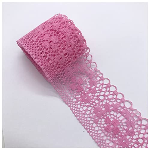 YCXMBH Spitzenband 5 Yards 35mm Spitzeband Bilaterale Kunsthandwerk bestickter Spitze Stoff Trim Spitze Farbband Dekorationen DIY. Nähen von Handwerkern. Spitzenband Weiß(Rose) von YCXMBH