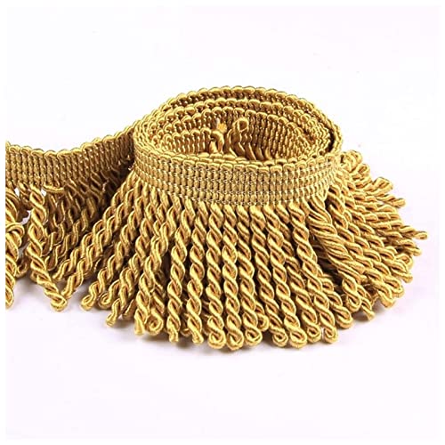 YCXMBH Spitzenband 5m / Lots 6cm Breite geflochtene Quastenvorhangspitzenbesatz DIY. Dekoratives Sofa-Kissenband-Zubehör Fransen-Geflecht Twisted-Reihen Spitzenband Weiß(Gold,5m) von YCXMBH