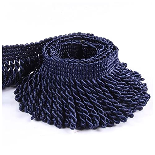 YCXMBH Spitzenband 5m / Lots 6cm Breite geflochtene Quastenvorhangspitzenbesatz DIY. Dekoratives Sofa-Kissenband-Zubehör Fransen-Geflecht Twisted-Reihen Spitzenband Weiß(Navy,5m) von YCXMBH