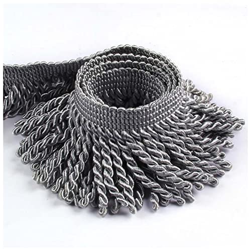 YCXMBH Spitzenband 5m / Lots 6cm Breite geflochtene Quastenvorhangspitzenbesatz DIY. Dekoratives Sofa-Kissenband-Zubehör Fransen-Geflecht Twisted-Reihen Spitzenband Weiß(Silver,5m) von YCXMBH