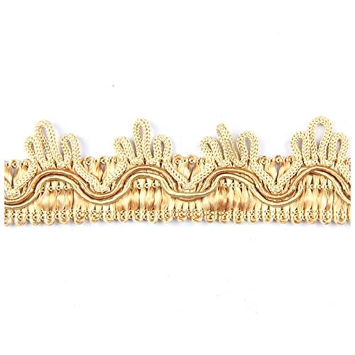 YCXMBH Spitzenband 6M Gold Spitze Stoff for Kleidungsstück Nähen Zubehör Quaste Fransen Nähen Trim Kissen Sofa Spitze Rand Zubehör Spitzenband Weiß(Gold) von YCXMBH