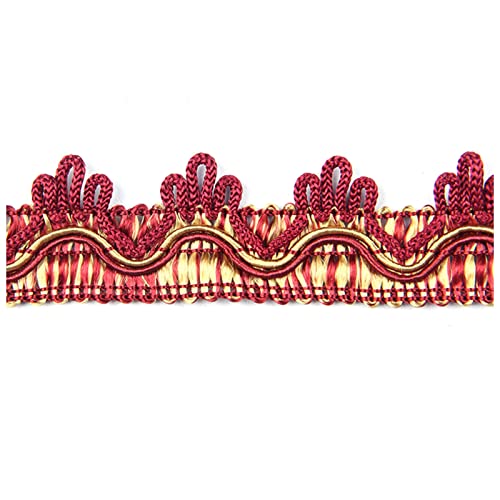 YCXMBH Spitzenband 6M Gold Spitze Stoff for Kleidungsstück Nähen Zubehör Quaste Fransen Nähen Trim Kissen Sofa Spitze Rand Zubehör Spitzenband Weiß(Red) von YCXMBH