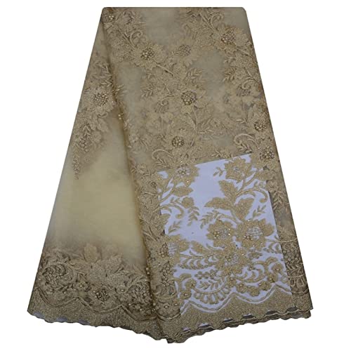 YCXMBH Spitzenband Afrikanische Spitze Stoff brokade Spitze französische nigerianische Spitze Stoffe for Braut Frauen Hochzeit Kleid nähen Spitzenband Weiß von YCXMBH